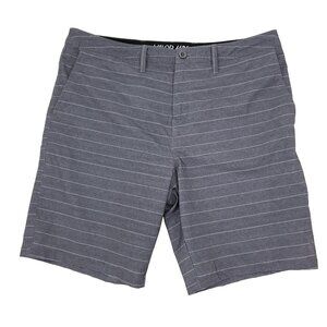 Valor Hybrid Shorts Mens 36x9" Gray Pockets Board Swim Trunks Quick Dry Striped